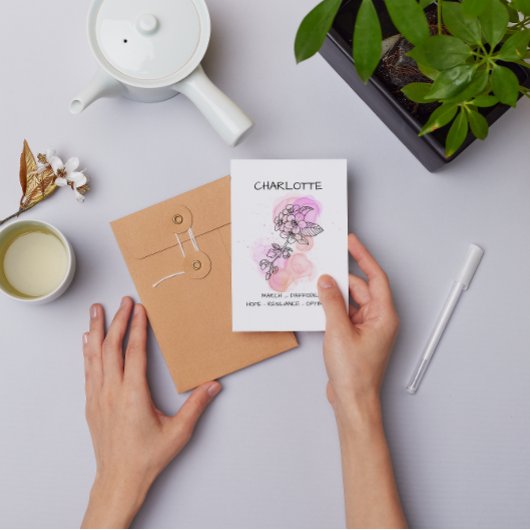 ミニマリスティック サンキュー さくら ピンク フローラル ポストカード