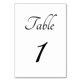 ミニマリスティック：白と筆記体のテーブル番号 テーブルナンバー