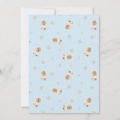 ミニマリストああベビーほこりっぽいブルーベアーベイビーシャワー 招待状 (裏面)