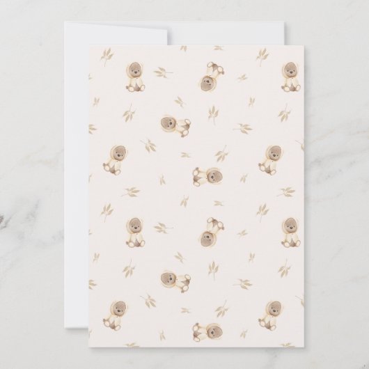 ミニマリストああベビーブラウンベアーベイビーシャワー 招待状 (裏面)