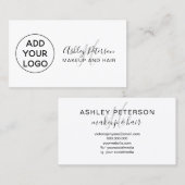 ミニマリストあなたのロゴを追加白黒モノグラムヘア 名刺 (正面/裏面)