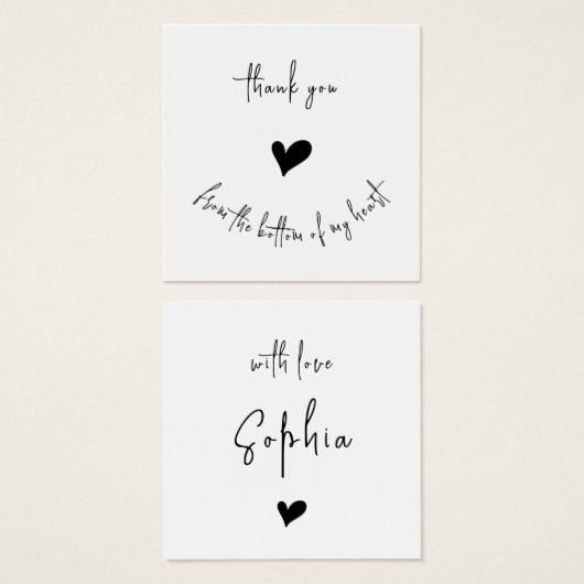 ミニマリストありがとうカスタムハートプロファイルカード (正面&裏面)