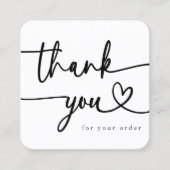 ミニマリストありがとうスクリプトカスタムロゴハート スクエア名刺 (正面)