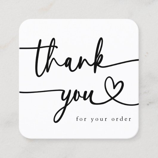 ミニマリストありがとうスクリプトカスタムロゴハート スクエア名刺 (正面)