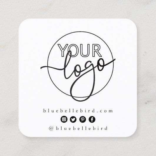 ミニマリストありがとうスクリプトカスタムロゴハート スクエア名刺 (裏面)