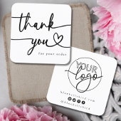 ミニマリストありがとうスクリプトカスタムロゴハート スクエア名刺