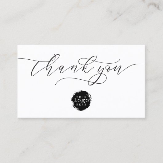 ミニマリストありがとうスクリプトハート小ブランディング 名刺 (正面)