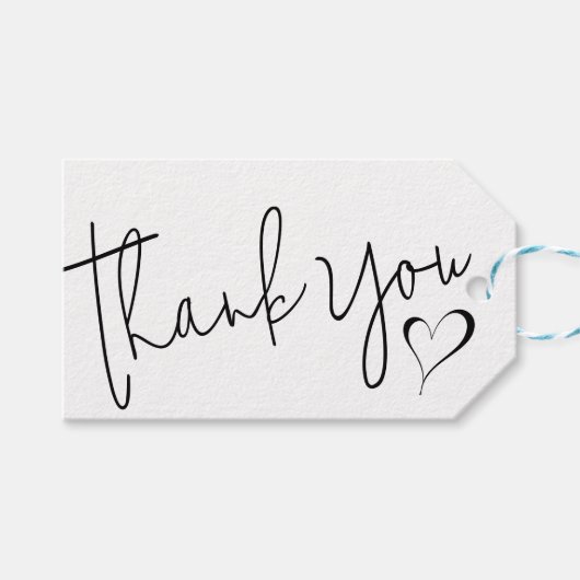 ミニマリストありがとうスクリプトハート | QRコード ギフトタグ (正面(横))