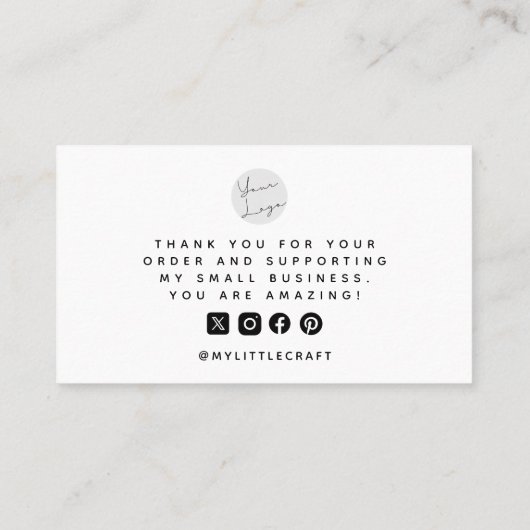 ミニマリストありがとうハートスモールビジネス 名刺 (裏面)