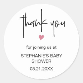 ミニマリストありがとうピンクの赤ちゃん女の子シャワーの好意 ラウンドシール