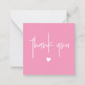 ミニマリストありがとう深いピンクハートコンパクト ノートカード (正面)