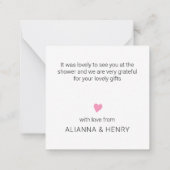 ミニマリストありがとう深いピンクハートコンパクト ノートカード (裏面)