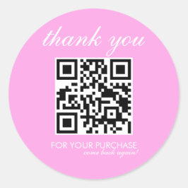 ミニマリストありがとうQRコードスクリプトピンク ラウンドシール
