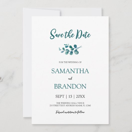 ミニマリストえんどうの植物のさびれたグリーン セーブザデート (正面)