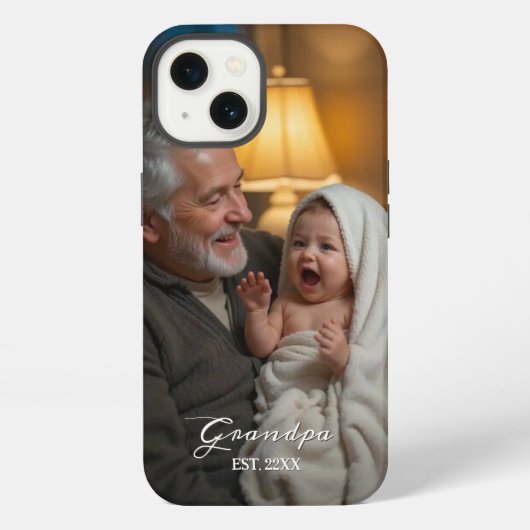 ミニマリストおじいちゃん EST カスタムフォト iPhoneケース (裏面)