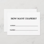 ミニマリストおむつベビーショーゲームカード 招待状 (正面/裏面)