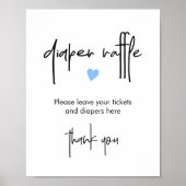 ミニマリストおむつラッフルサイン男の子ベビーシャワー ポスター (正面)