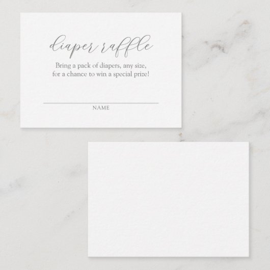 ミニマリストおむつラッフルチケットベビーシャワー エンクロージャーカード (正面/裏面)
