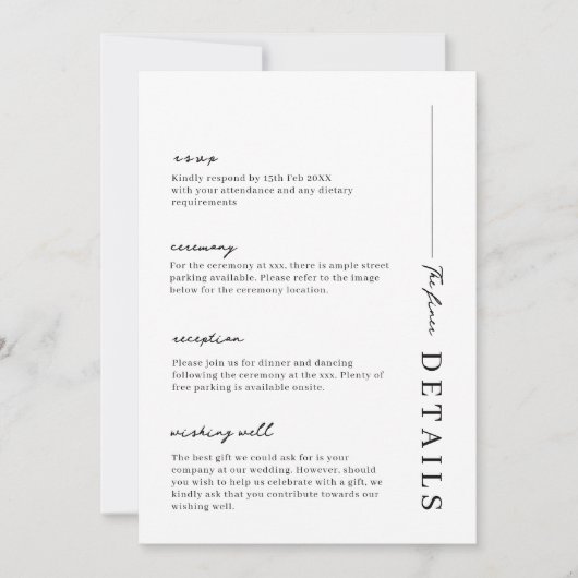 ミニマリストおよびモダン詳細エンクロージャカード 招待状 (正面)