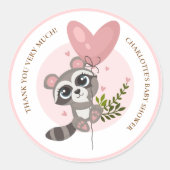 ミニマリストかわいいアライグマ赤ちゃんシャワーありがとう ラウンドシール (正面)