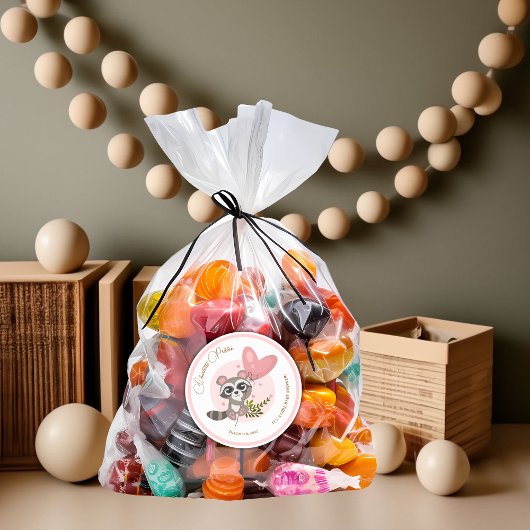 ミニマリストかわいいアライグマ赤ちゃんシャワーありがとう ラウンドシール