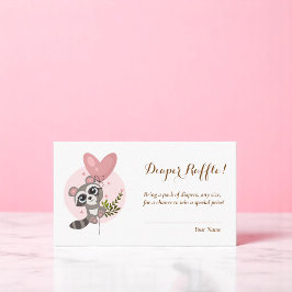 ミニマリストかわいいアライグマ赤ちゃんシャワーおむつラッフル エンクロージャーカード