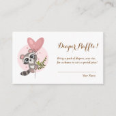 ミニマリストかわいいアライグマ赤ちゃんシャワーおむつラッフル エンクロージャーカード (正面)