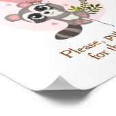 ミニマリストかわいいアライグマ赤ちゃんシャワーおむつラッフル ポスター (角)