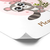 ミニマリストかわいいアライグマ赤ちゃんシャワーの好意 ポスター (角)