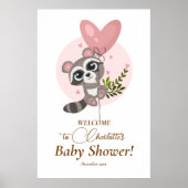 ミニマリストかわいいアライグマ赤ちゃんシャワーへようこそ ポスター (正面)