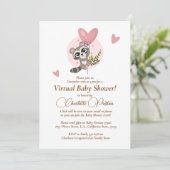 ミニマリストかわいいアライグマ赤ちゃんシャワーバーチャル 招待状 (スタンド正面)