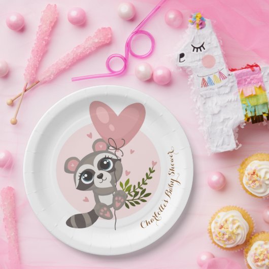 ミニマリストかわいいアライグマ赤ちゃんシャワー ペーパープレート (パーティー)