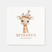 ミニマリストかわいいキリン2nd誕生日パーティー スタンダードカクテルナプキン (正面)