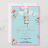 ミニマリストかわいいクマの赤ちゃんシャワー 招待状 (正面)