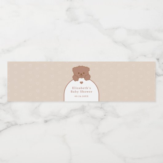 ミニマリストかわいいテディベアモダンベビーシャワー ペットボトルラベル (シングルラベル)