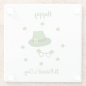 ミニマリストかわいいハッピーセントパトリックの日 ガラスコースター (裏面)