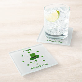 ミニマリストかわいいハッピーセントパトリックの日 ガラスコースター
