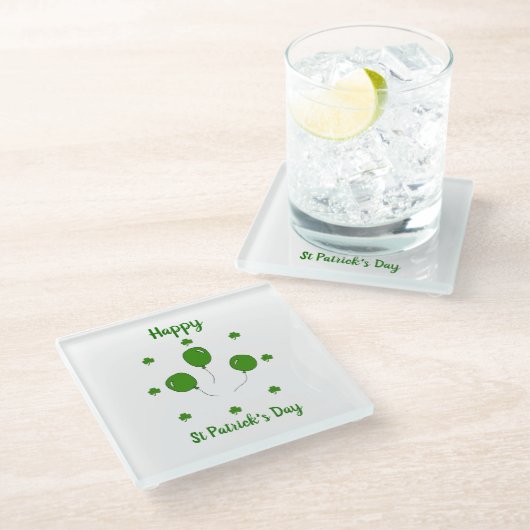 ミニマリストかわいいハッピーセントパトリックの日 ガラスコースター (アングル)