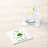 ミニマリストかわいいハッピーセントパトリックの日 スクエアペーパーコースター (インサイチュ)