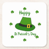 ミニマリストかわいいハッピーセントパトリックの日 スクエアペーパーコースター (正面)