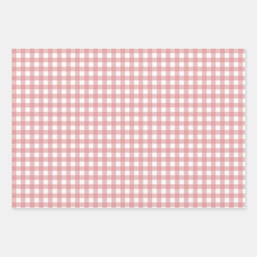 ミニマリストかわいいピンクと白のハートとストライプ ラッピングペーパーシート (正面2)