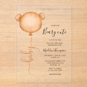 ミニマリストかわいい気球の赤ちゃんシャワー アクリル招待状 (正面)