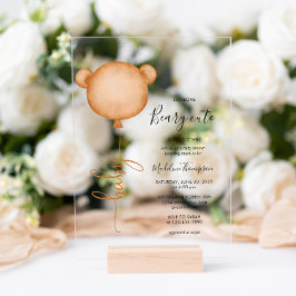 ミニマリストかわいい気球の赤ちゃんシャワー アクリル招待状