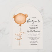 ミニマリストかわいい気球の赤ちゃんシャワー 招待状 (正面/裏面)