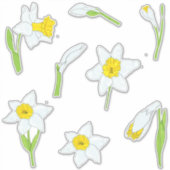 ミニマリストかわいい水色の水仙 シール (正面)