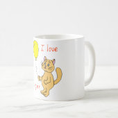 ミニマリストかわいい私はジンジャーキャットコーヒーマグ大好き コーヒーマグカップ (正面右)