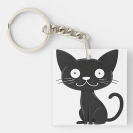 ミニマリストかわいい黒猫の漫画猫愛好家ギフト キーホルダー