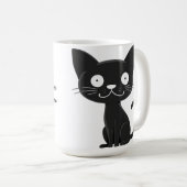 ミニマリストかわいい黒猫の漫画 猫好きな人へのプレゼント コーヒーマグカップ (正面右)