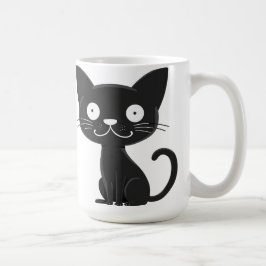 ミニマリストかわいい黒猫の漫画 猫好きな人へのプレゼント コーヒーマグカップ