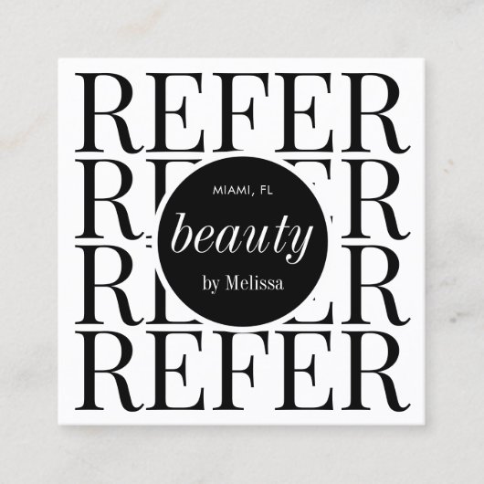 ミニマリストが友人を参照ブラック&ホワイトシックサロン 紹介カード (正面)